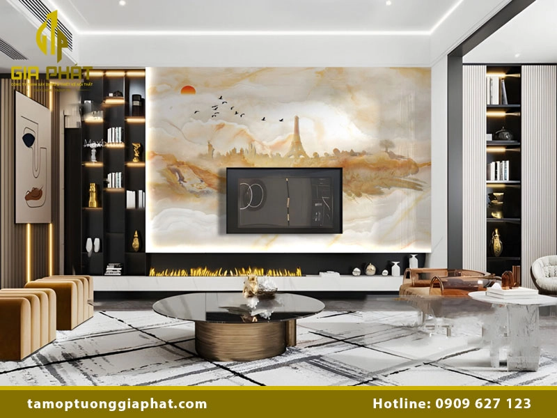 Kích thước tấm nhựa ốp tường PVC giả vân đá 1