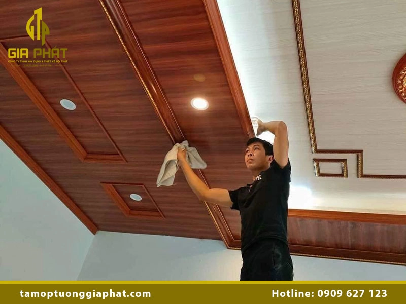 Hình ảnh tấm nhựa ốp tường nano sau thi công